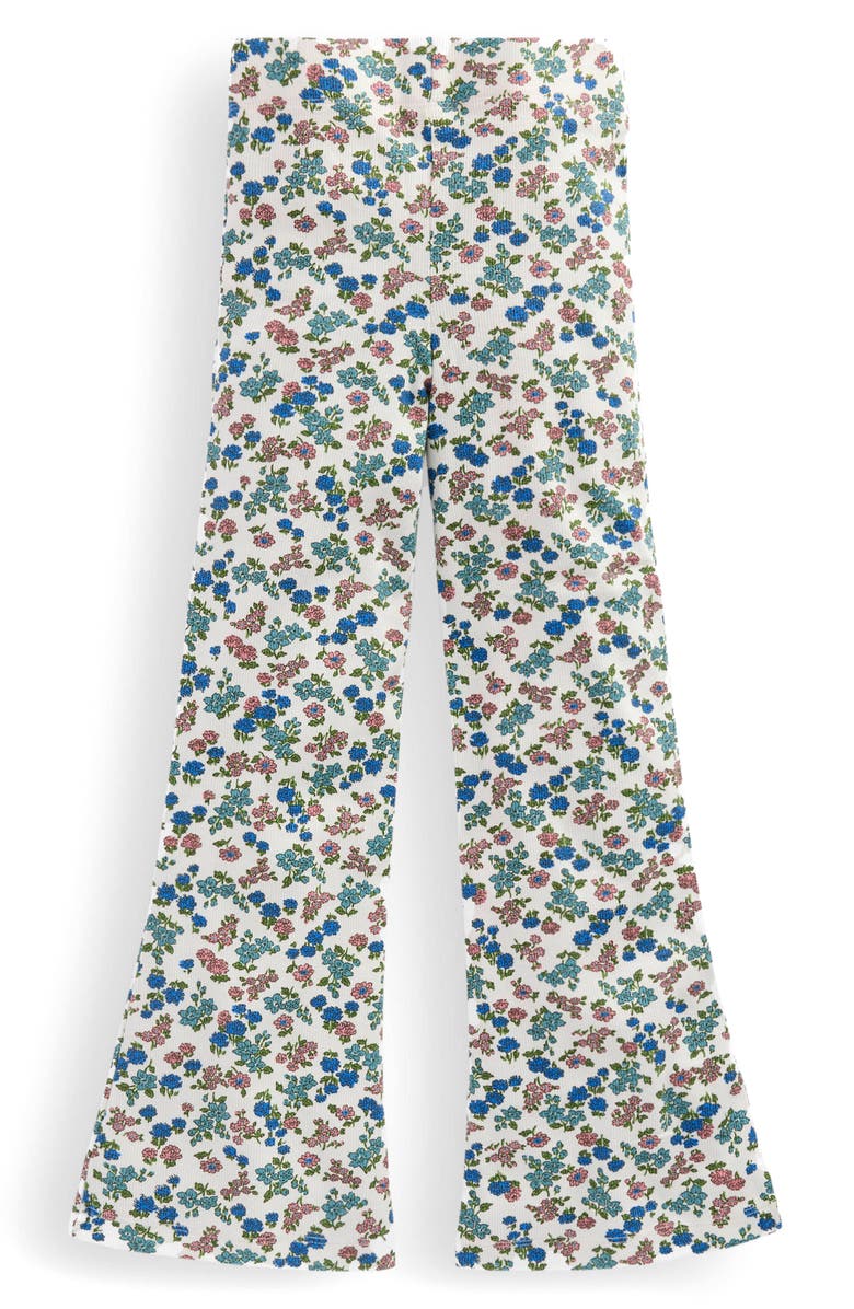 Mini Boden Kids' Floral Rib Knit Flare Leggings, Alternate, color, Soft Ivory Floral