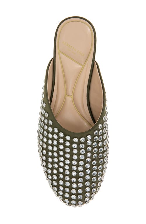 Kenneth Cole Saddie Studded Rhinestone Mule In Olive