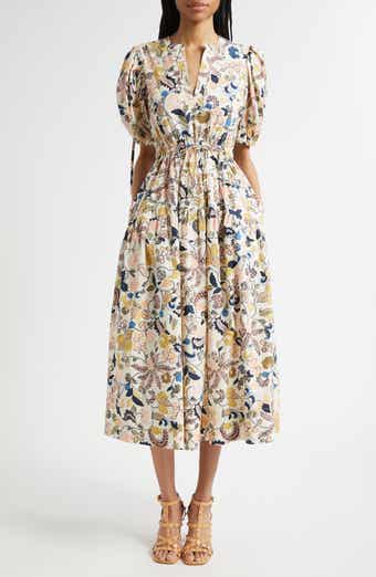 Paisley Floral Cotton Midi Dress