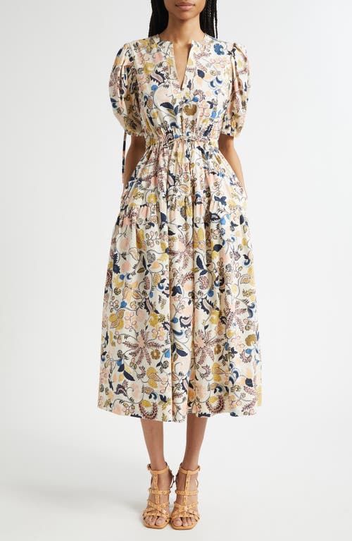 Ulla Johnson Paisley Floral Cotton Midi Dress In Neutral