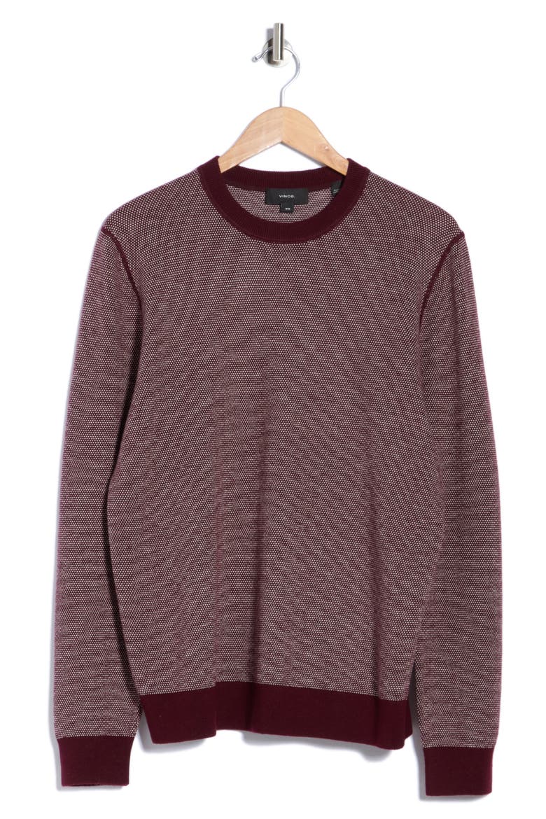 Birdseye Crewneck Sweater, Main, color, FOREST BERRY/ PEARL