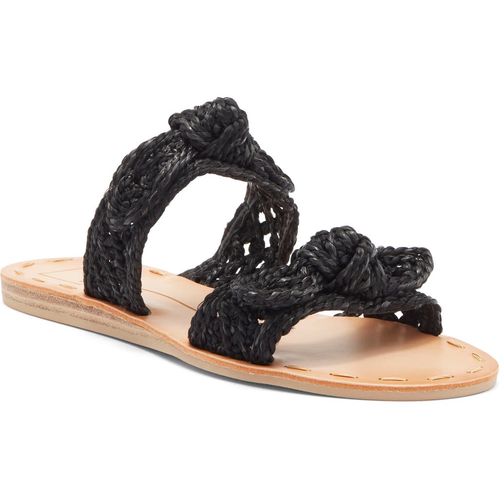 Dolce Vita Dinah Wide Sandals Onyx Raffia In Onyx