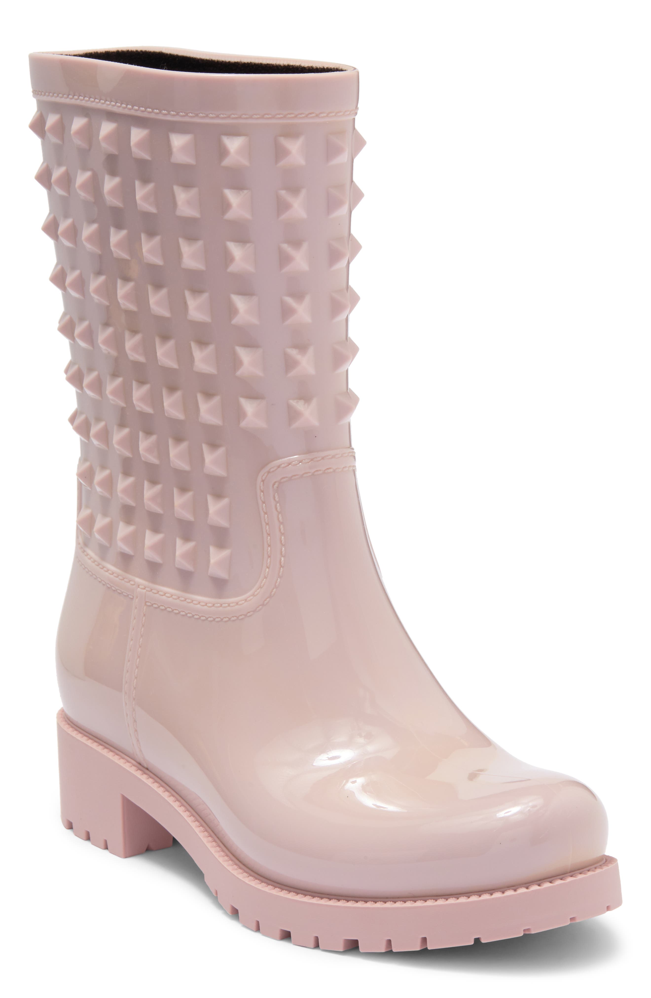 Rockstud Waterproof Rain Boot, Main, color, WATER ROSE