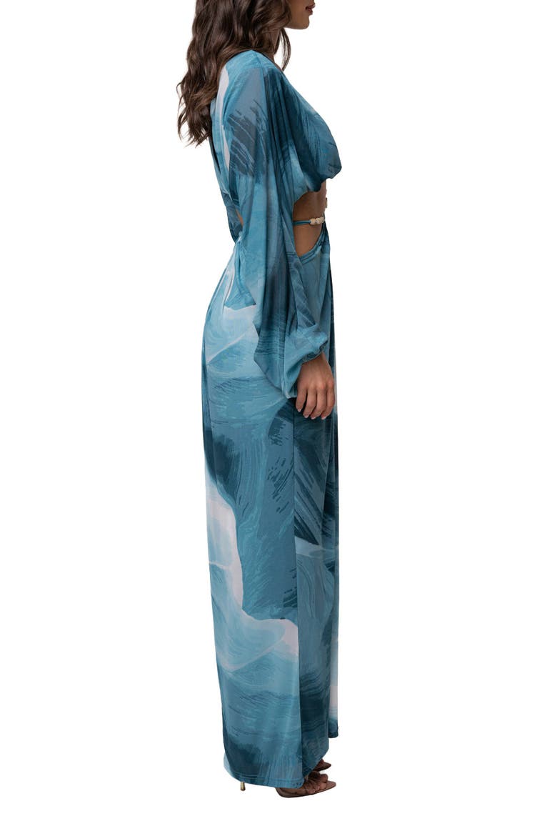 Hera Draped Maxi Skirt, Alternate, color, Sunset Blue