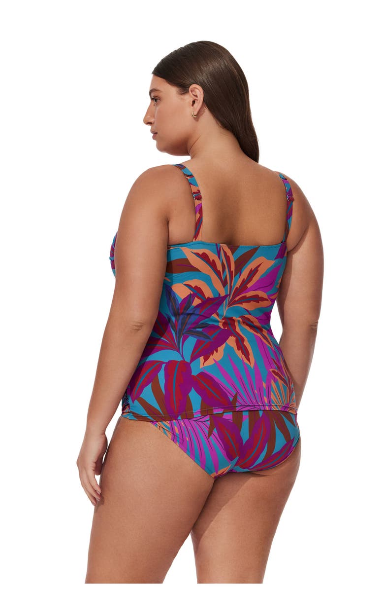 Profile by Gottex Plantopia Plus Size Tankini Top, Alternate, color, Multi-Teal