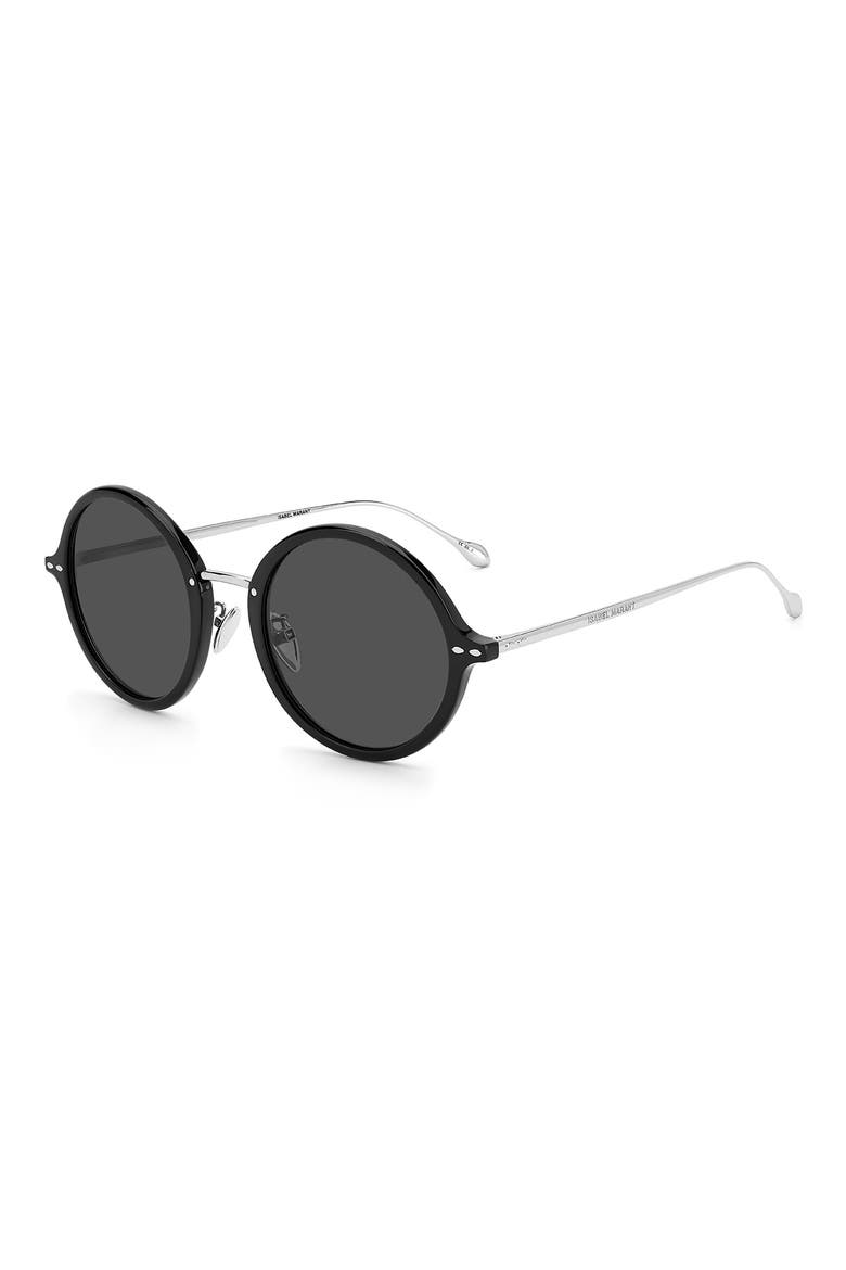 53mm Round Sunglasses, Alternate, color, BLACK SILVER / GREY