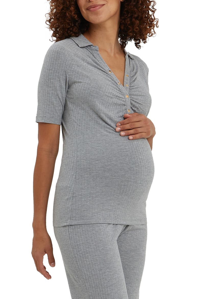 Calista Maternity & Nursing Top, Alternate, color, HEATHER GRAY