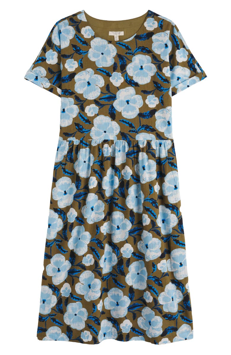 Seasalt Cornwall Brouse Floral Print Organic Cotton Midi Dress, Alternate, color, Spring Pansy Seagrass