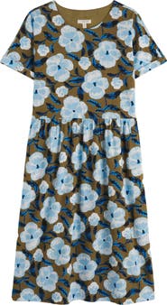 Seasalt Cornwall Brouse Floral Print Organic Cotton Midi Dress