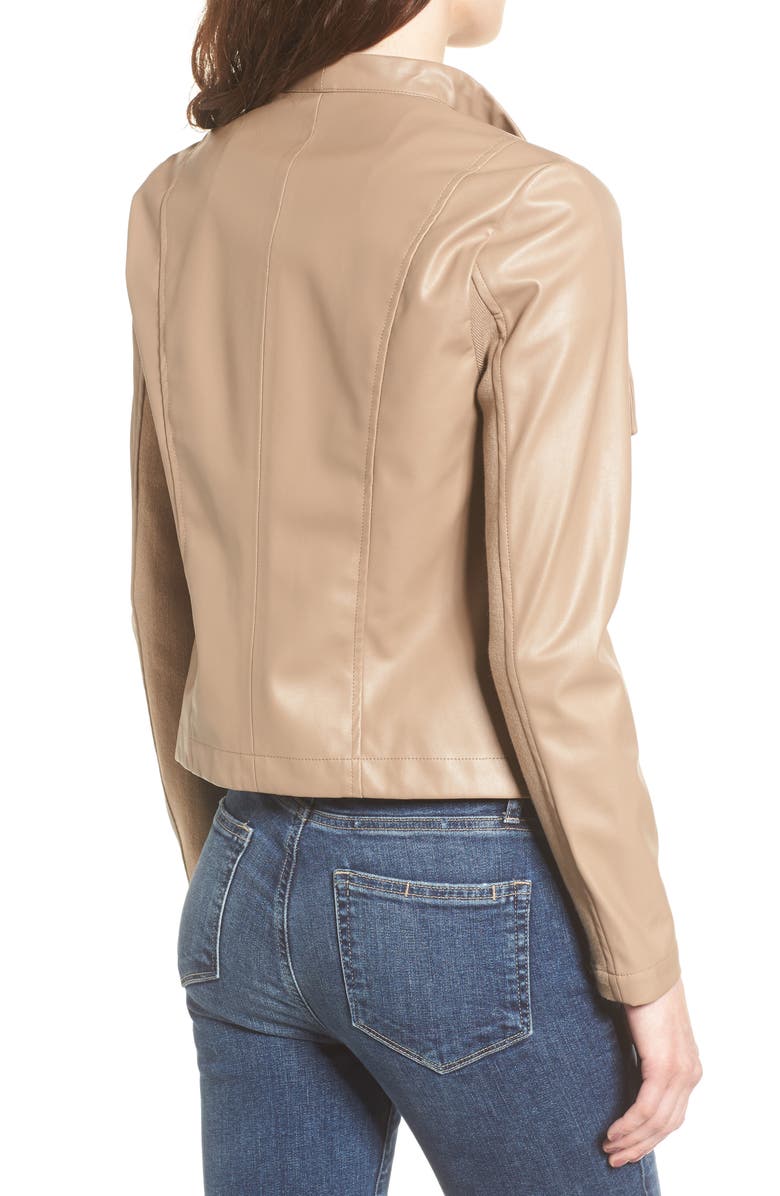 BB Dakota by Steve Madden BB Dakota 'Peppin' Drape Front Faux Leather Jacket, Alternate, color,