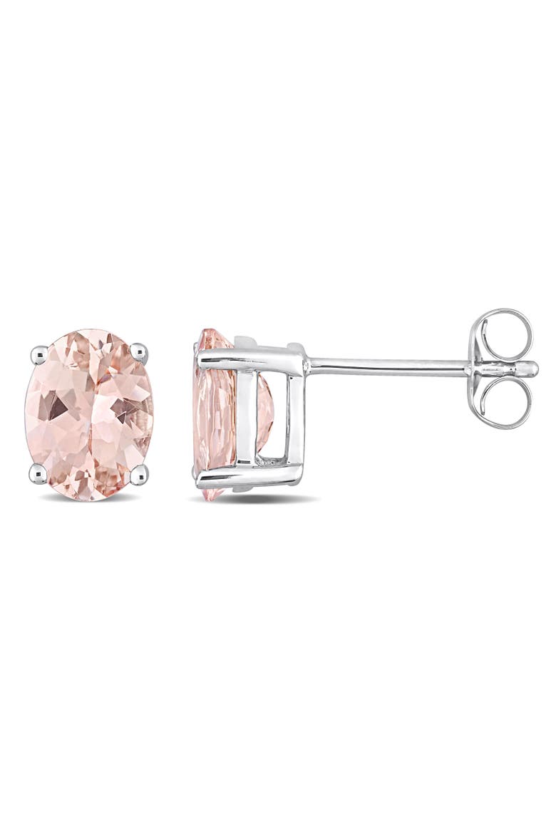 Morganite Oval Solitaire Stud Earrings 14k, Main, color, Morganite