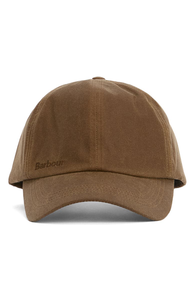 Barbour Adjustable 6-Panel Waxed Cotton Baseball Cap, Alternate, color, Tan