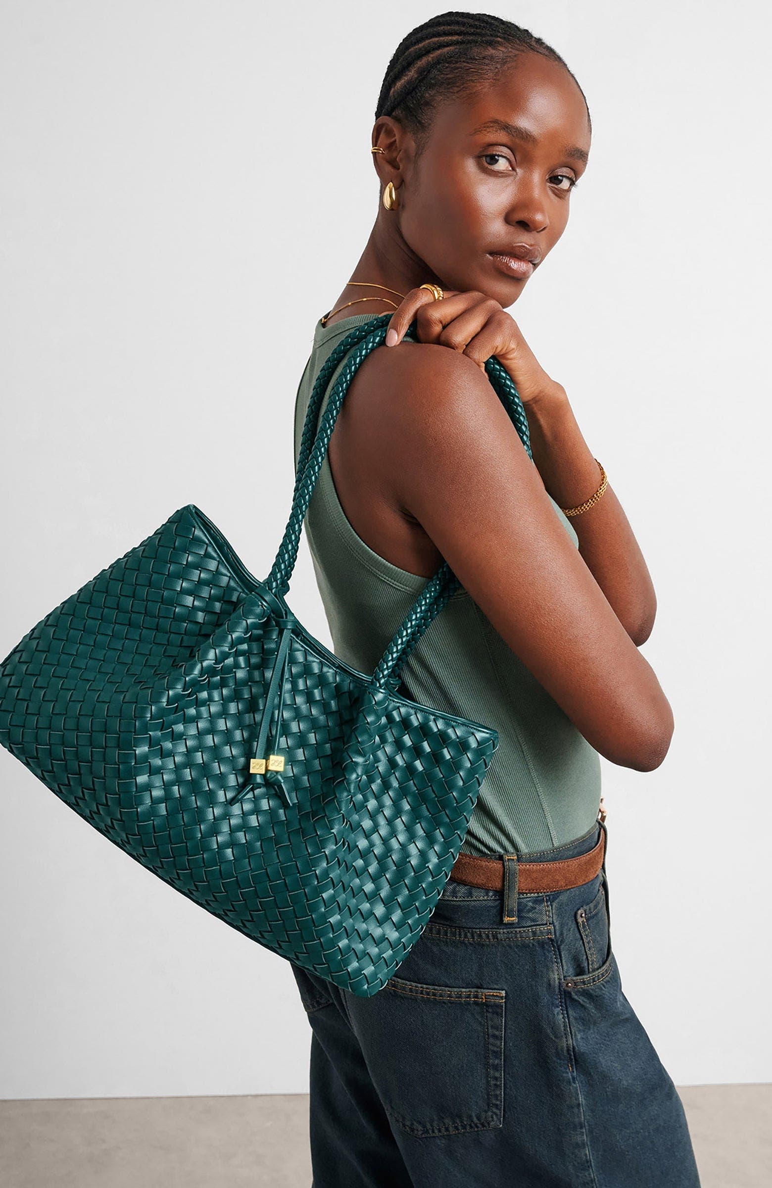 Katie Loxton Nova Small Shoulder Tote, Alternate, color, Palm Green