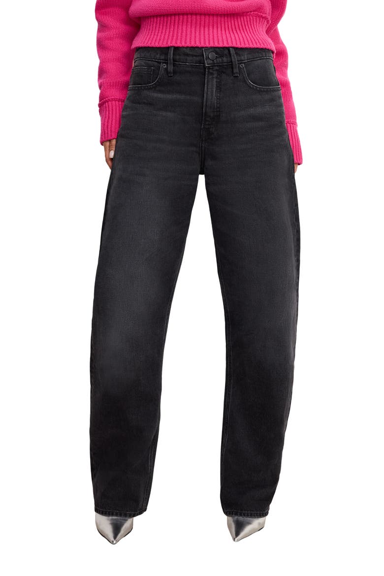 Good Standard Barrel Jeans, Main, color, BLACK354