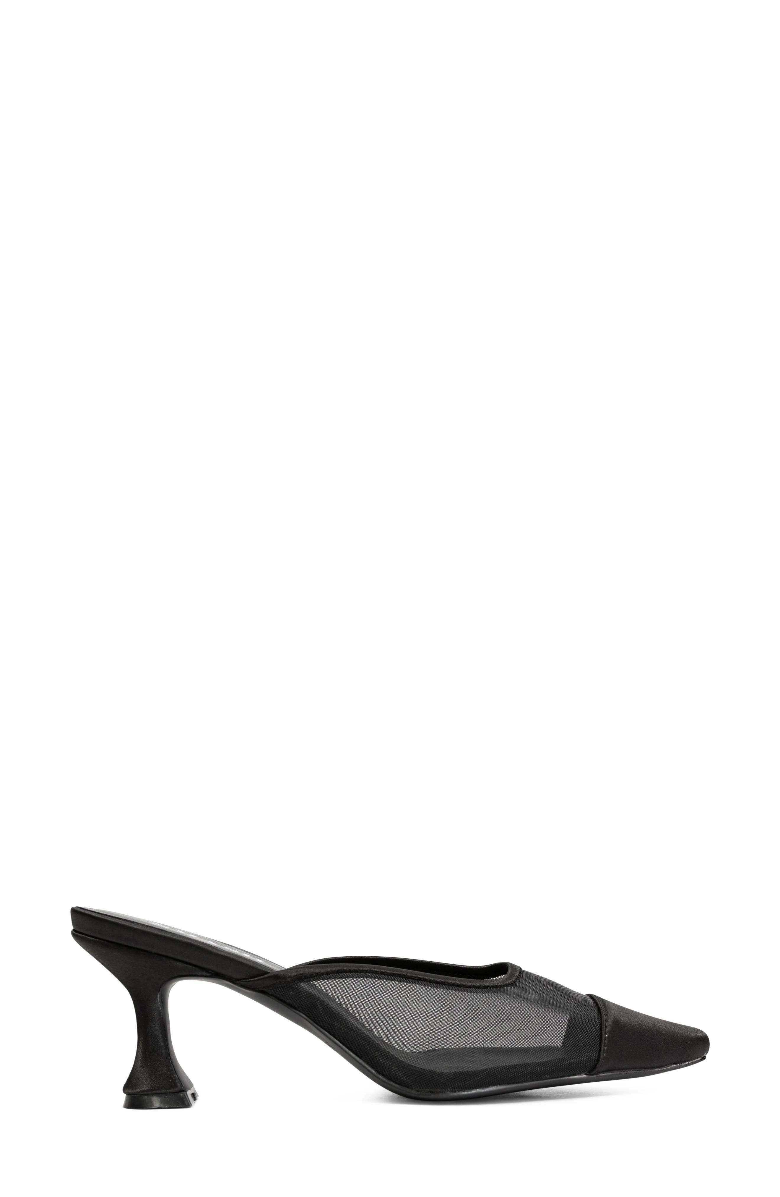 Ella Pointed Toe Mesh Mule, Alternate, color, BLACK