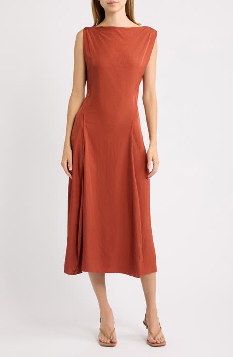 Boat Neck Midi Dress