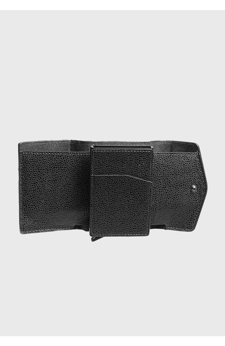 Furniq UK Genuine Leather Caviar Pattern Snap Closure Wallet and Card Holder, Alternate, color, Black