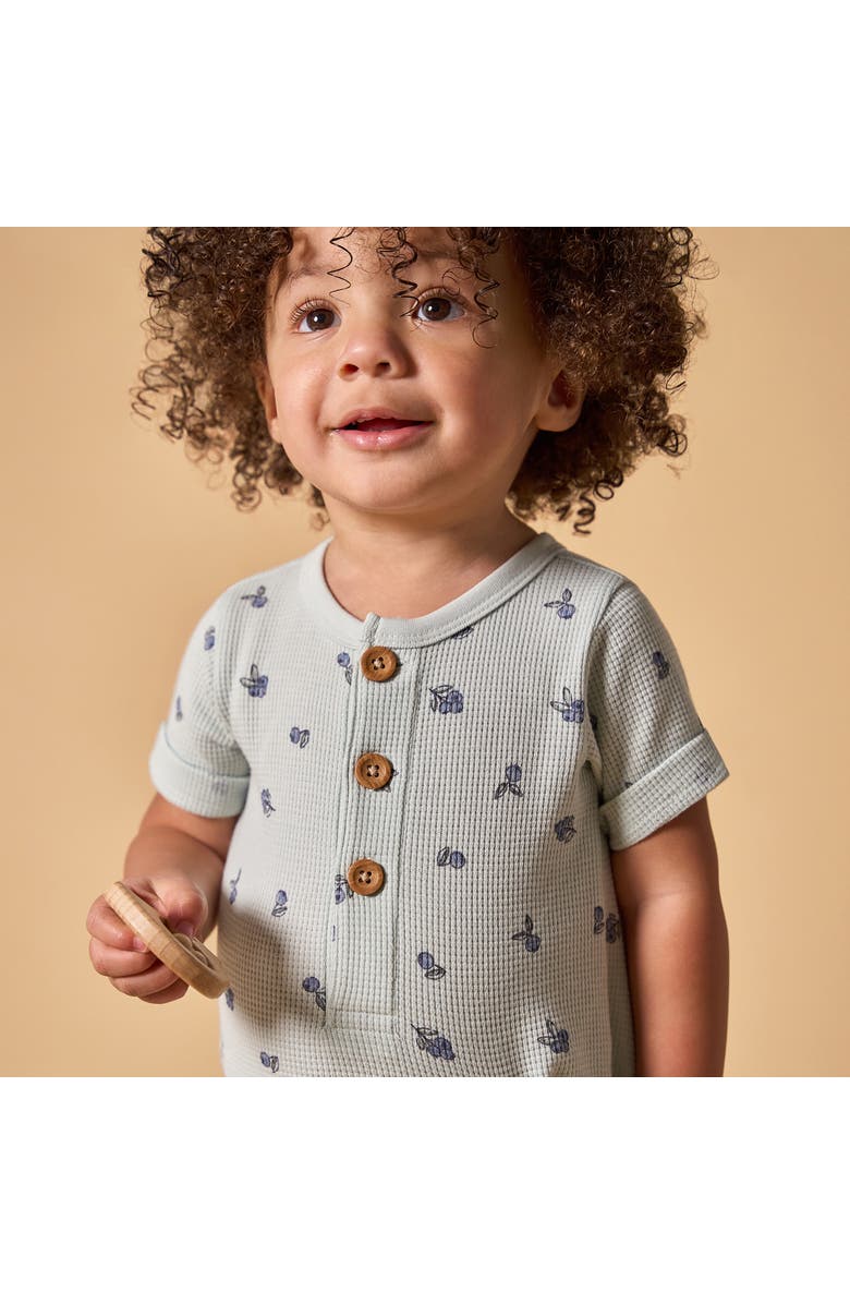 Modern Moments<sup>™</sup> by Gerber Baby Girls Light Sky Blueberry Short Sleeve Long Leg Romper, Alternate, color, Sky Blueberry