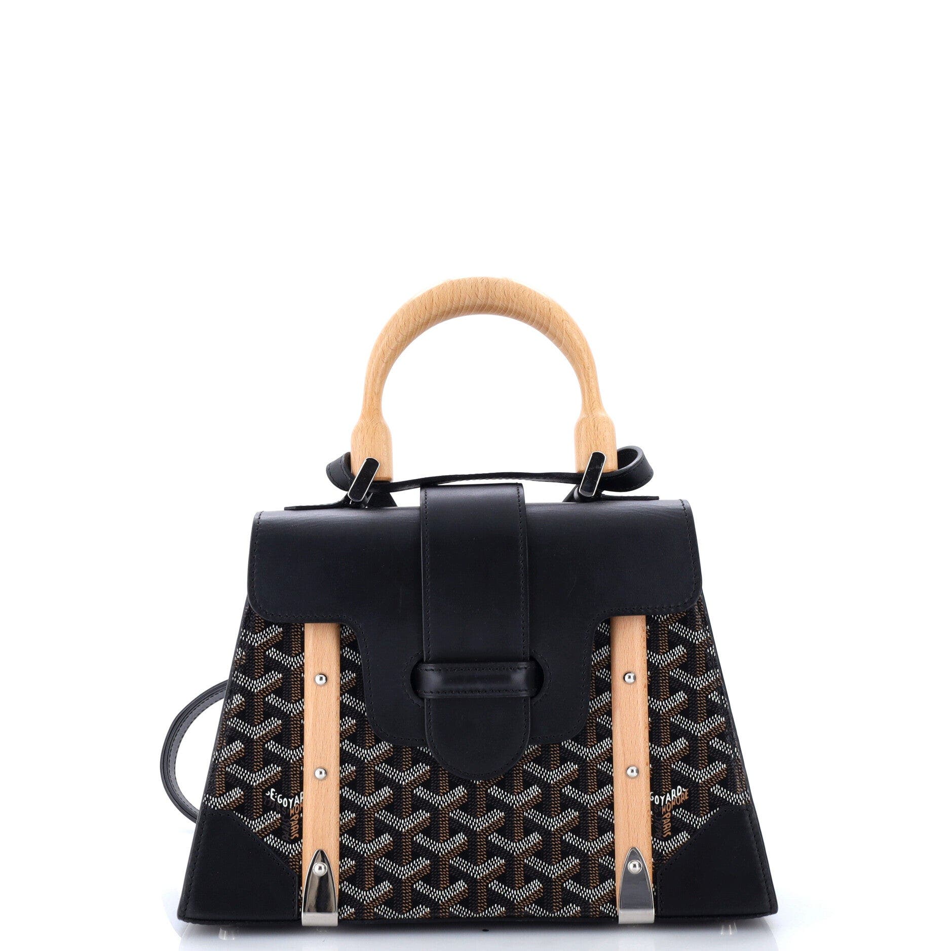 Saigon Top Handle Bag Coated Canvas with Leather PM, Main, color, Black