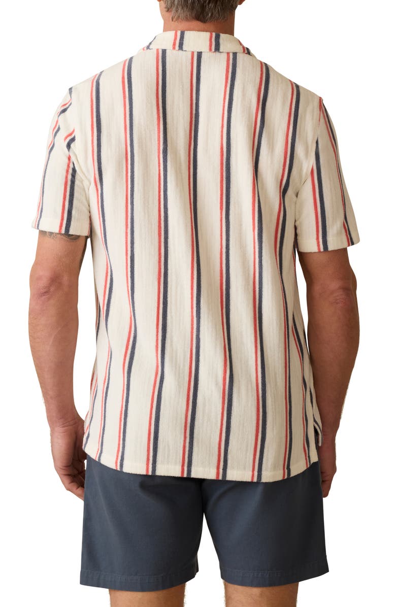 Faherty Cabana Terry Cloth Camp Shirt, Alternate, color, Beach Club Stripe
