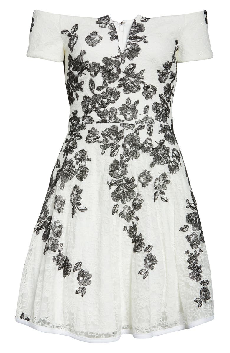 Xscape Evenings Xscape Embroidered Off the Shoulder Fit & Flare Dress, Alternate, color, 