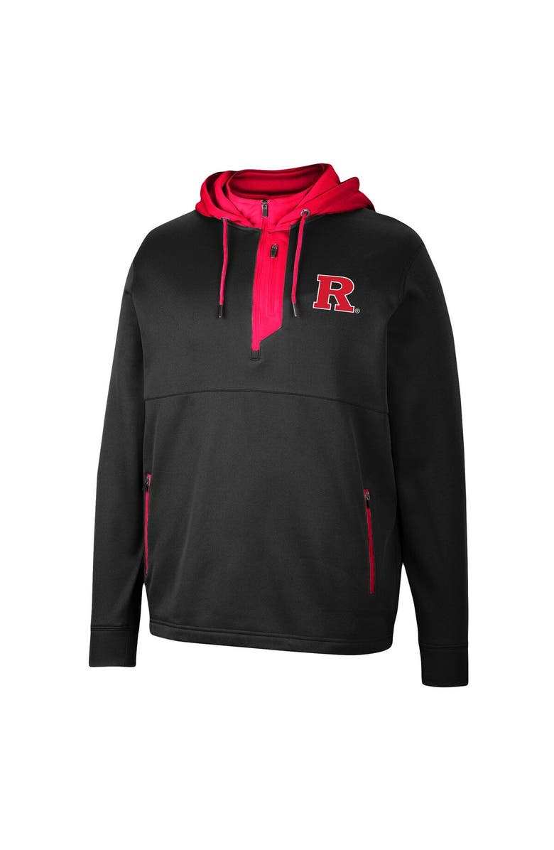 COLOSSEUM Men's Colosseum Black Rutgers Scarlet Knights Luge 3.0 Quarter-Zip Hoodie, Alternate, color,