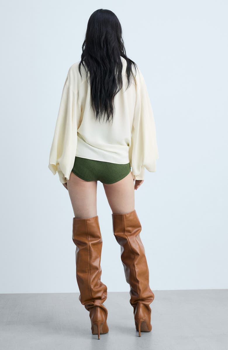 MANGO Garden Button-Up Top with Scarf, Alternate, color,