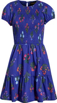 SUGARLIPS Clemen Ansel Floral Smocked Bodice Tiered Cotton Dress