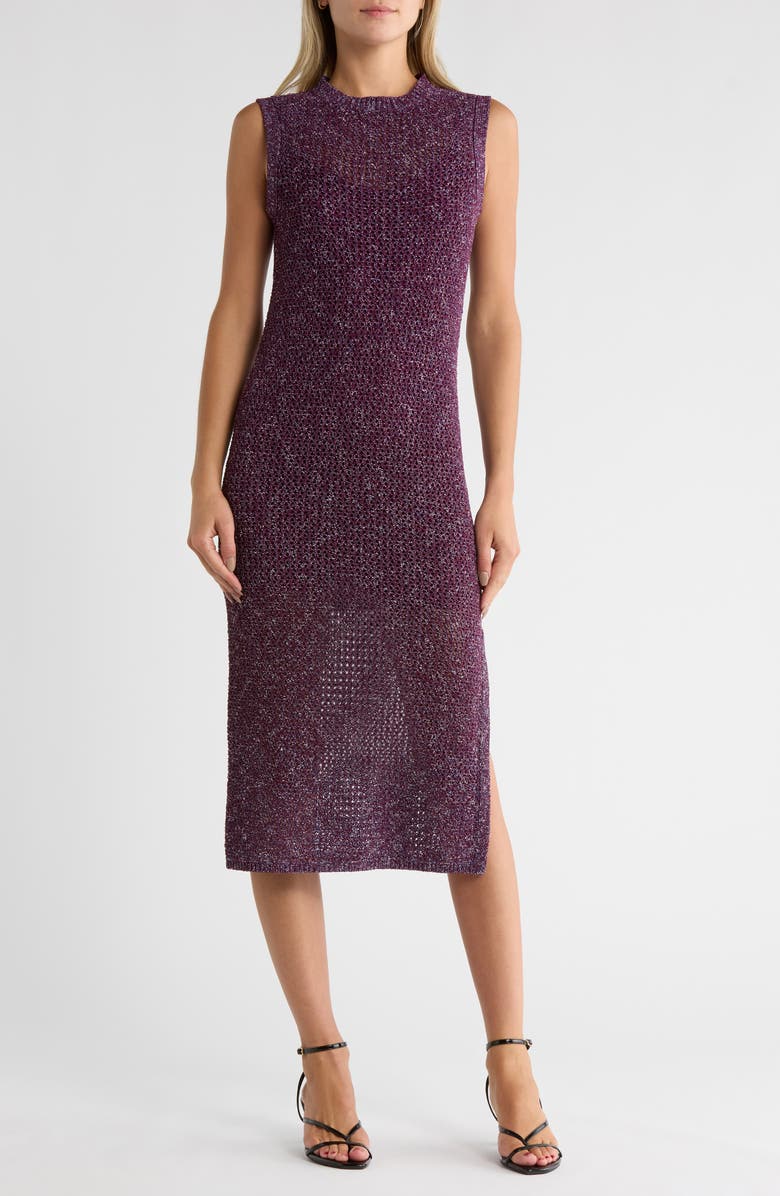 rag & bone Carter Open Knit Tank Dress, Main, color, Burgundy