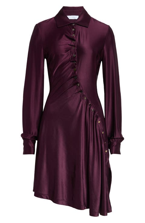 Asymmetric Long Sleeve Jersey Dress