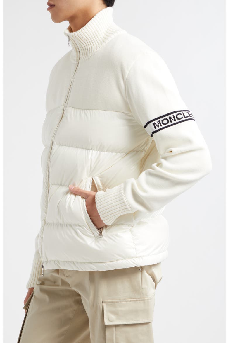 Wool Blend Puffer Cardigan, Alternate, color, WHITE