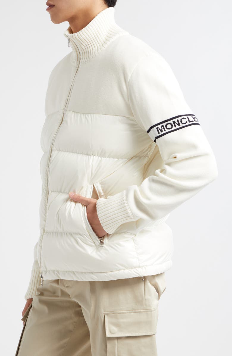 Moncler Wool Blend Puffer Cardigan, Alternate, color, 