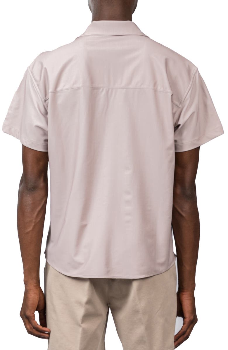 D.RT Solid Short Sleeve Stretch Knit Button-Up Shirt, Alternate, color, 