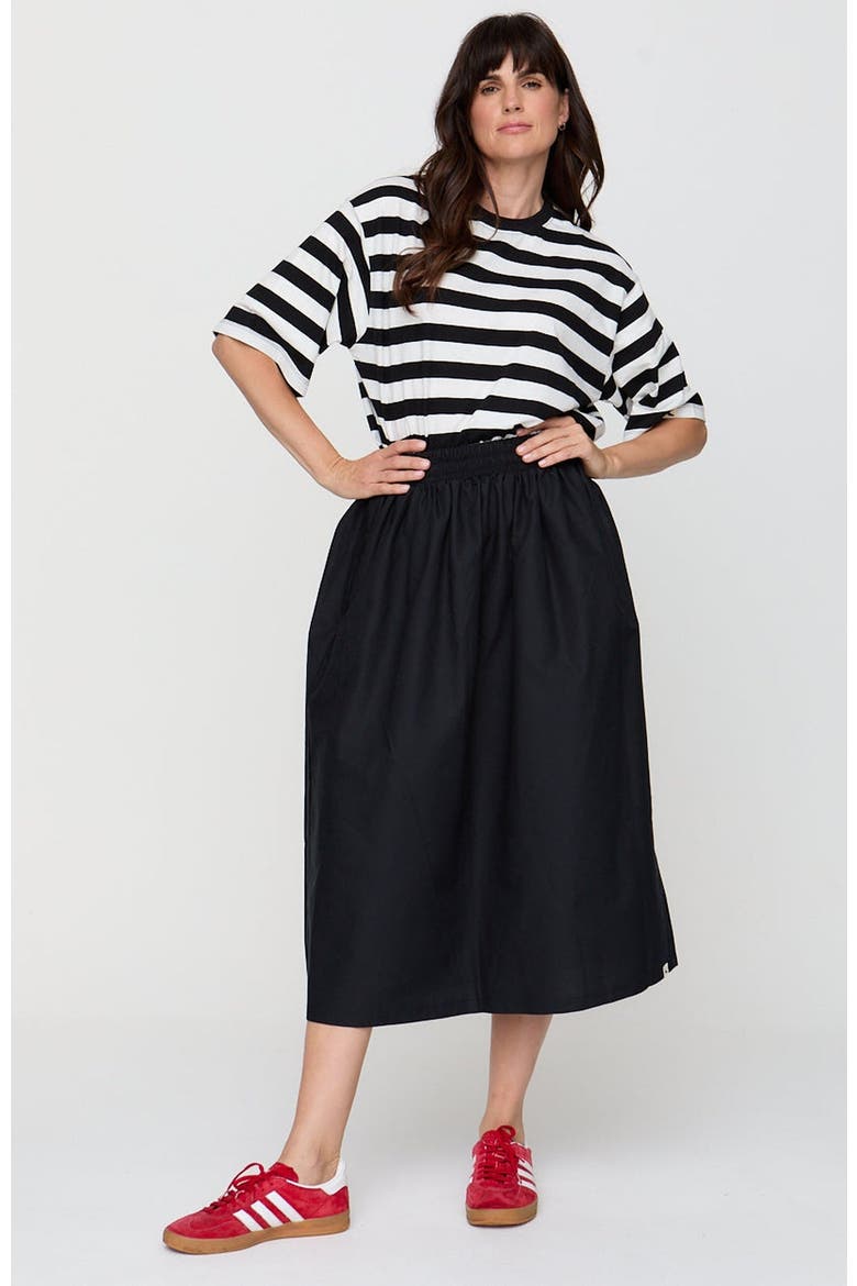 Organic Cotton Joyce Midi Skirt, Alternate, color, black