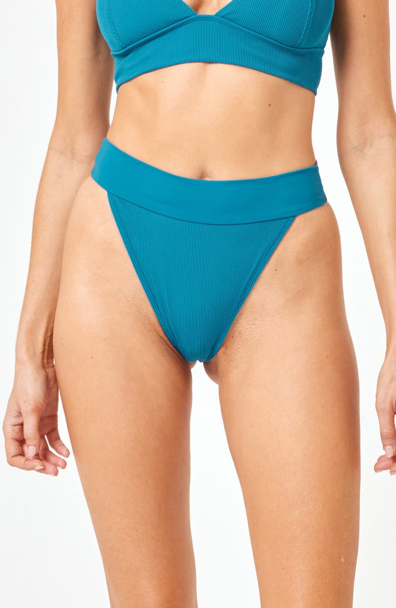 LSPACE Lola Bitsy High Cut Bikini Bottoms, Main, color, Mediterranean