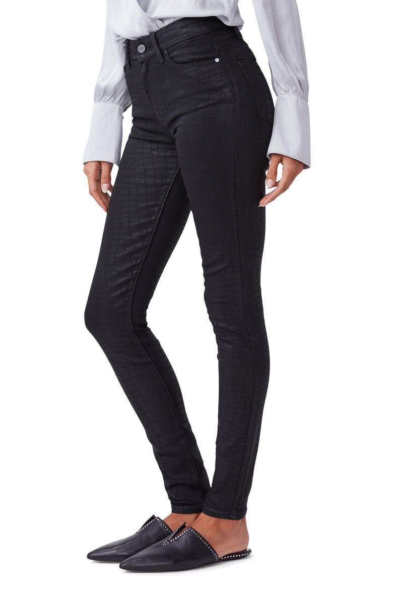 Hoxton High Waist Ultra Skinny Jeans, Alternate, color, BLACK CROC LUXE COATING