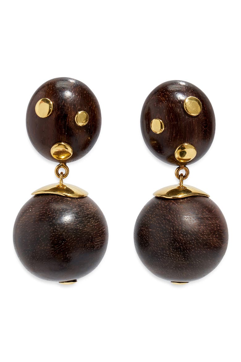 Nopales Acacia Drop Earrings, Main, color, BROWN