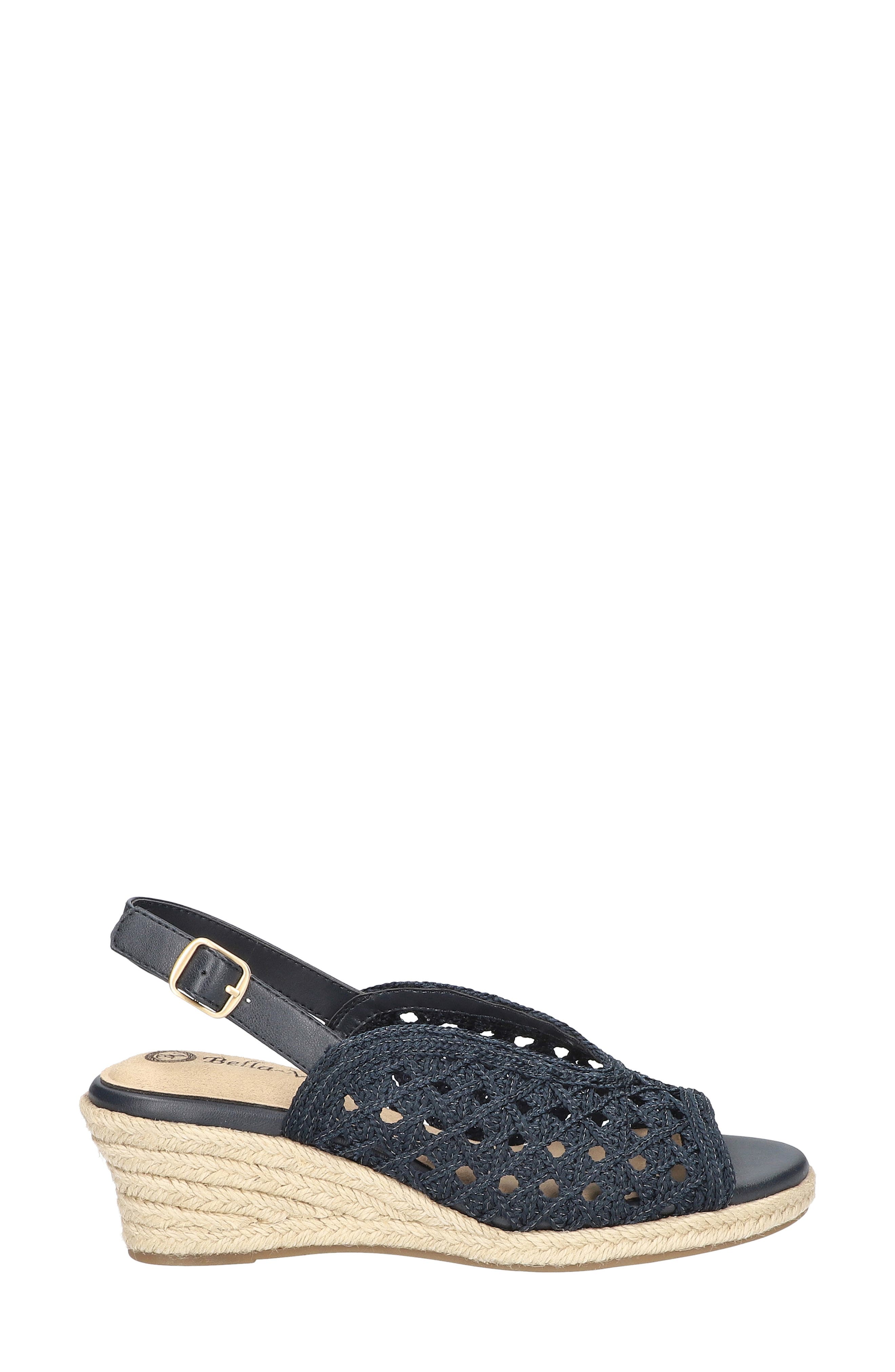 Bethany Slingback Wedge Sandal, Alternate, color, NAVY RAFFIA