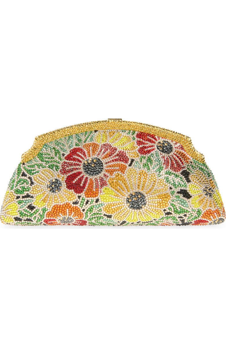 JUDITH LEIBER COUTURE Mini Venetian Meadow Crystal Embellished Clutch, Alternate, color, Champagne Prosecco Multi