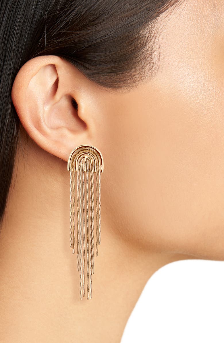 Cara Painted Tassel Drop Earrings, Alternate, color, Brown/ Gold