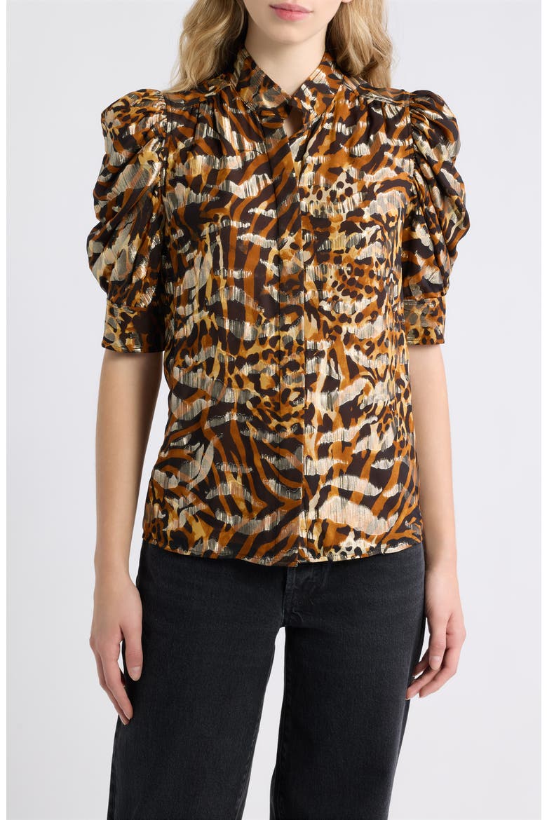 Gillian Silk Blend Top, Main, color, ABSTRACT LEOPARD