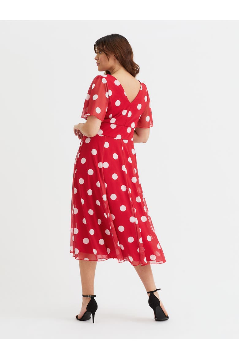 Victoria Spot Angel Sleeve Midi Dress, Alternate, color, Red Spot