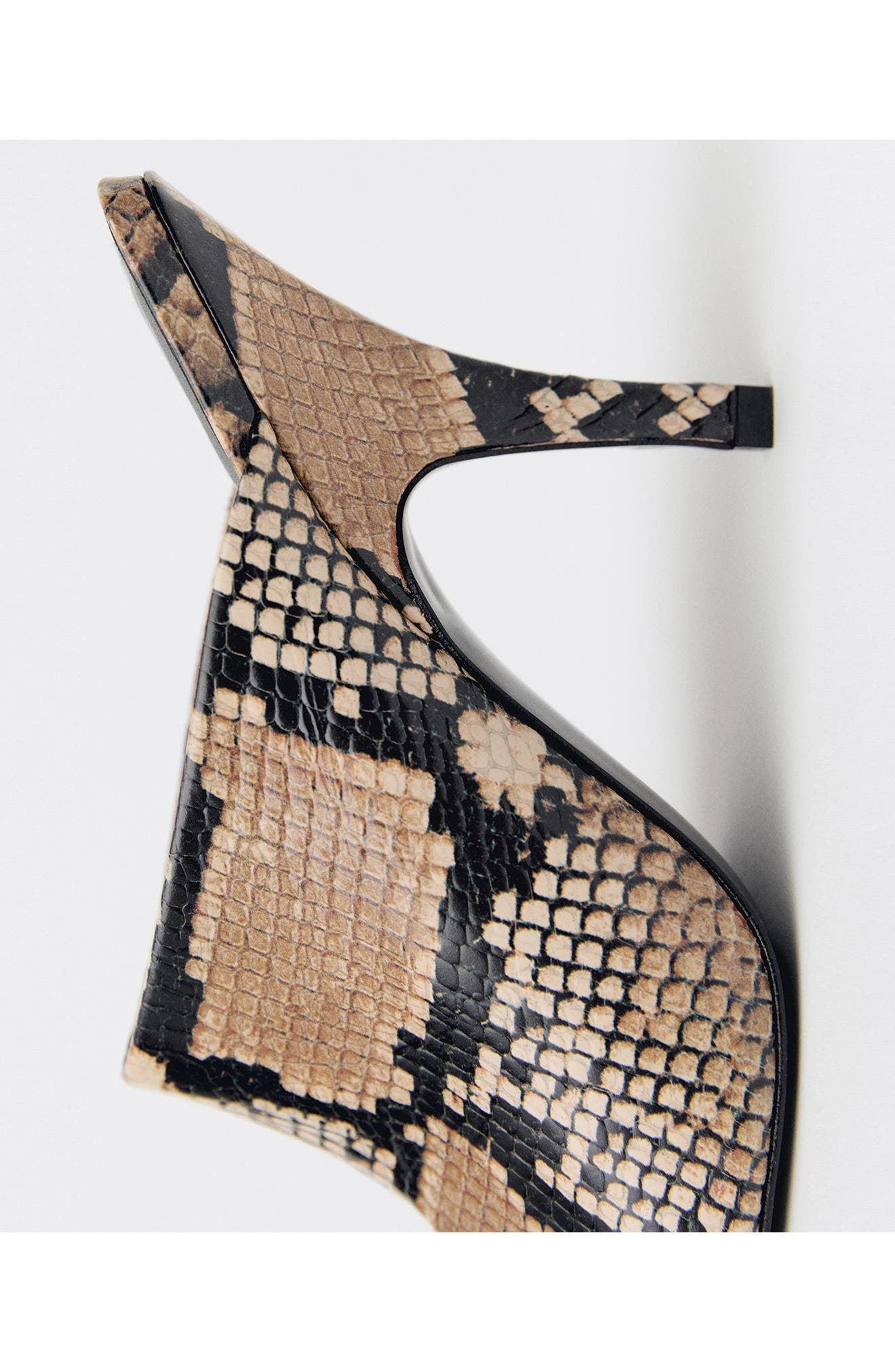 MANGO Snakeskin Print Heeled Mule, Alternate, color, 