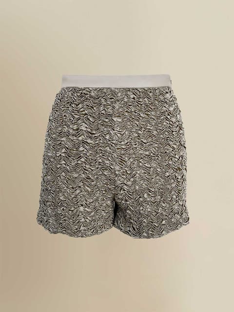 Blair Whimsical Lambskin-Trimmed Novelty Shorts