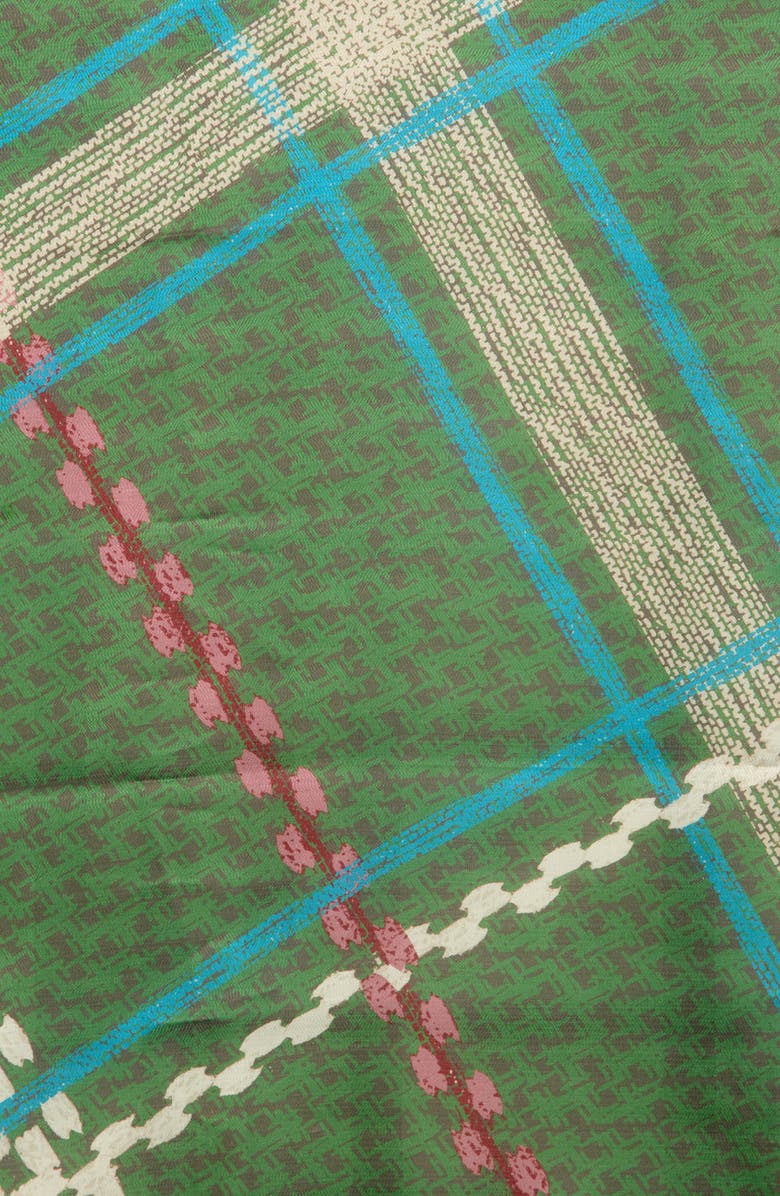 Vince Camuto Basketweave Print Square Scarf, Alternate, color, Olive Multi