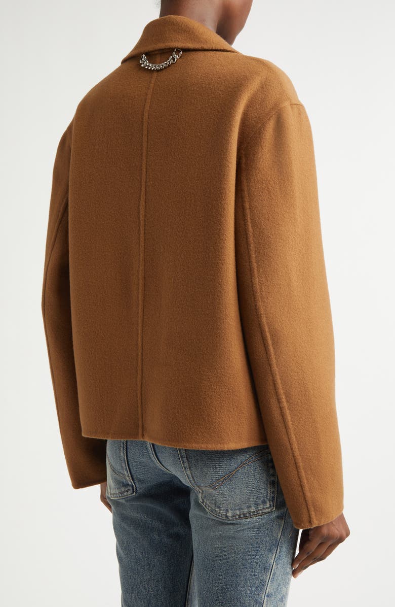 Stella McCartney Crop Wool Peacoat, Alternate, color, Toffee