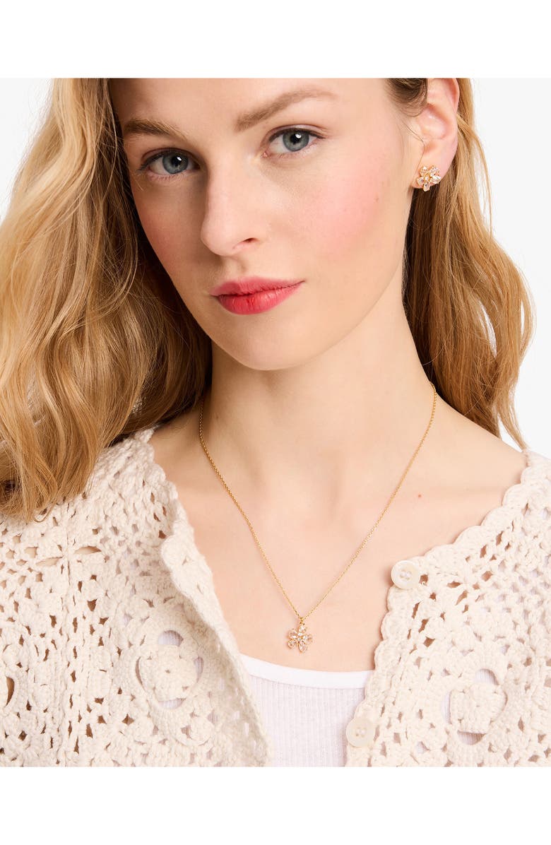 Kate Spade New York flower mini pendant necklace, Alternate, color,
