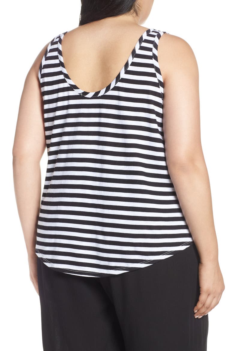 Gibson x Hi Sugarplum! Summerland Scoop Neck Pocket Tank Top (Nordstrom Exclusive), Alternate, color, BLACK/ WHITE STRIPE