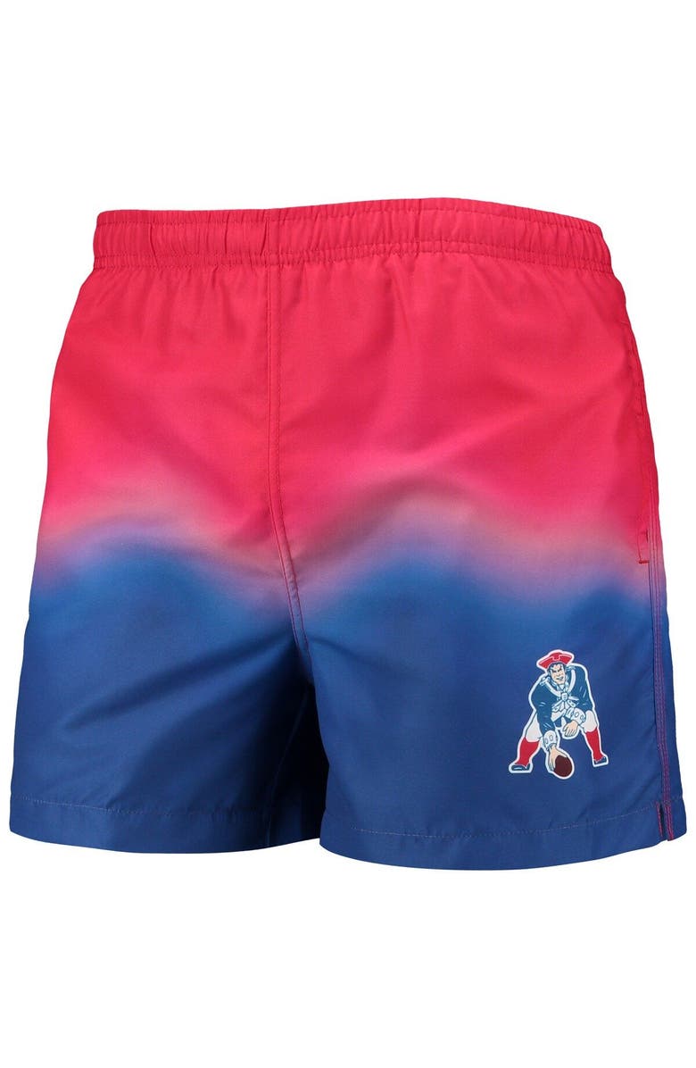 FOCO Men's FOCO Red/Royal New England Patriots Retro Dip-Dye Swim Shorts, Alternate, color, 