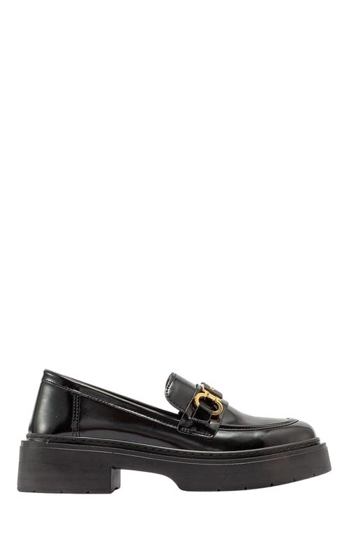 Forever & Always Shoes Simone Bit Platform Loafer In Black Patent Faux Leather